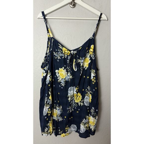 NWT Torrid Plus Size 3X Swing Tie Front Tank Navy Blue Floral Print - Picture 1 of 3